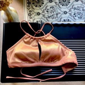 NWOT! Size Small metallic pink looking bikini top